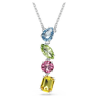 Gema Y pendant, Mixed cuts, Multicolored, Rhodium plated