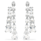 Matrix drop earrings, Mixed cuts, White, Rhodium plated