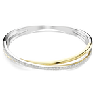 Hyperbola bangle, Round cut, White, Mixed metal finish