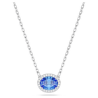 Una Angelic necklace, Oval cut, Blue, Rhodium plated