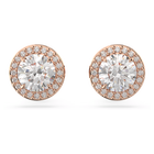Constella stud earrings, Round cut, Pavé, White, Rose gold-tone plated