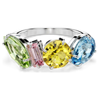 Gema cocktail ring, Mixed cuts, Multicolored, Rhodium plated