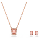 Una set, Octagon cut, Pink, Rose gold-tone plated