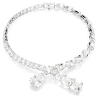 Matrix necklace, Mixed cuts, White, Rhodium plated