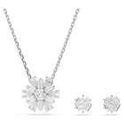 Idyllia set, Mixed cuts, Snowflake, White, Rhodium plated