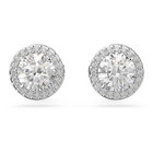 Una Angelic stud earrings, Round cut, Pavé, White, Rhodium plated