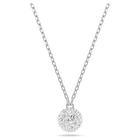 Dextera pendant, Round cut, Sphere, White, Rhodium plated