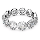 Una ring, Round cut, Pavé, White, Rhodium plated