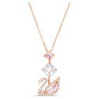 Swan pendant, Swan, Pink, Rose gold-tone plated