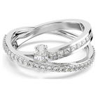 Hyperbola ring, Mixed cuts, White, Rhodium plated