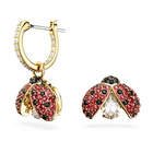 Idyllia drop earrings, Ladybug, Red, Gold-tone plated